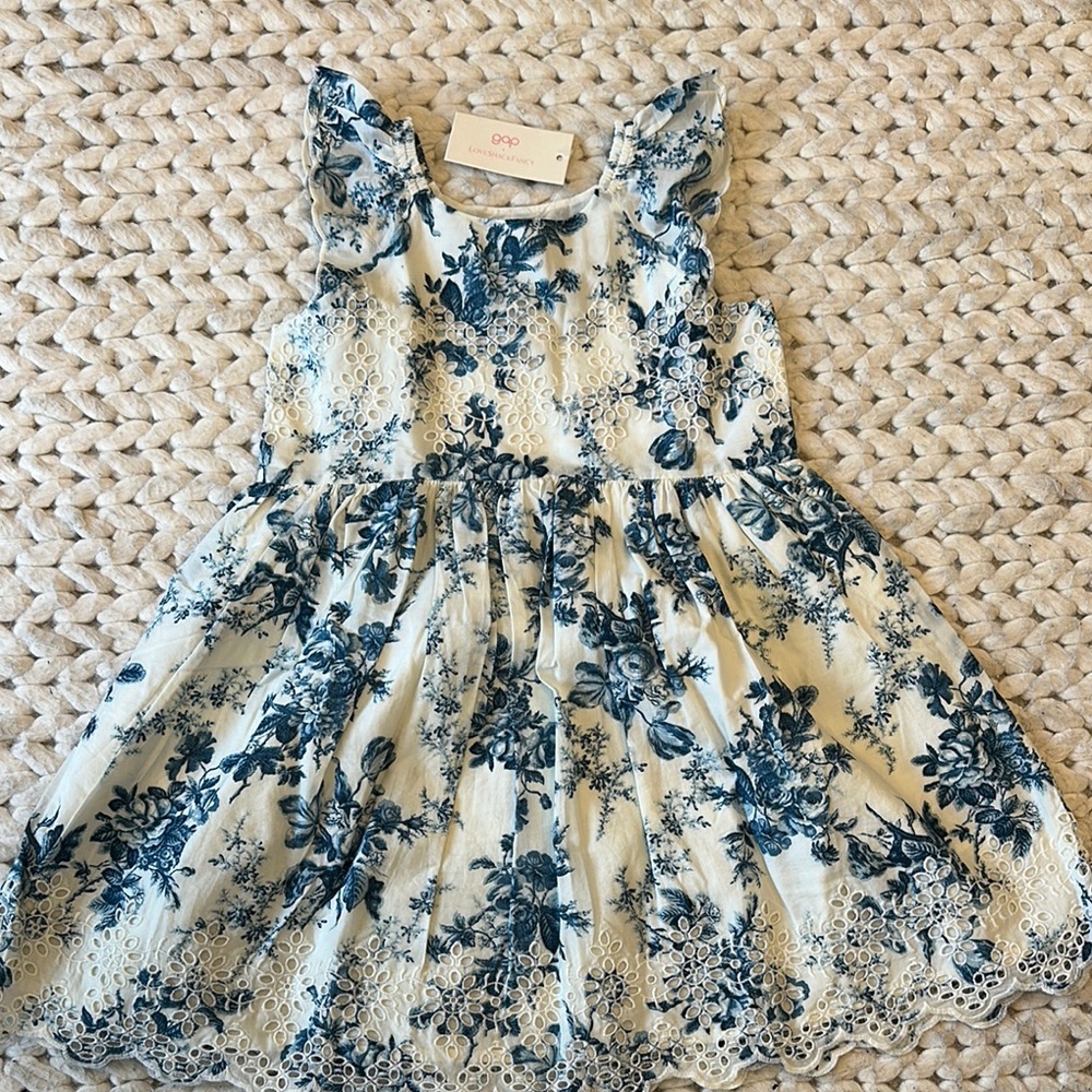 Gap x LoveShackFancy Blue and White Floral Kids Dress